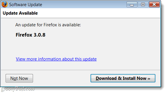 Caixa de diálogo de atualização do software Firefox