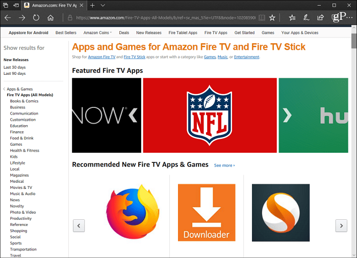 Apps Fire TV Amazon Site