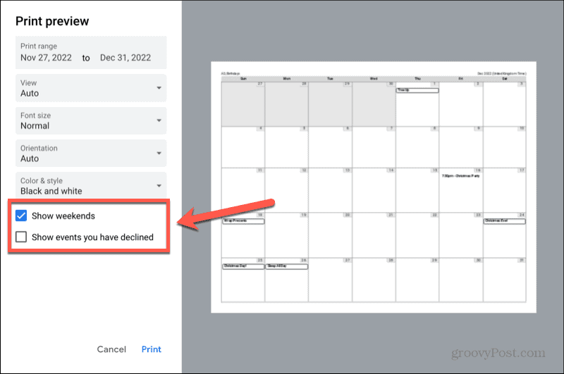 google calendar mostrar fins de semana