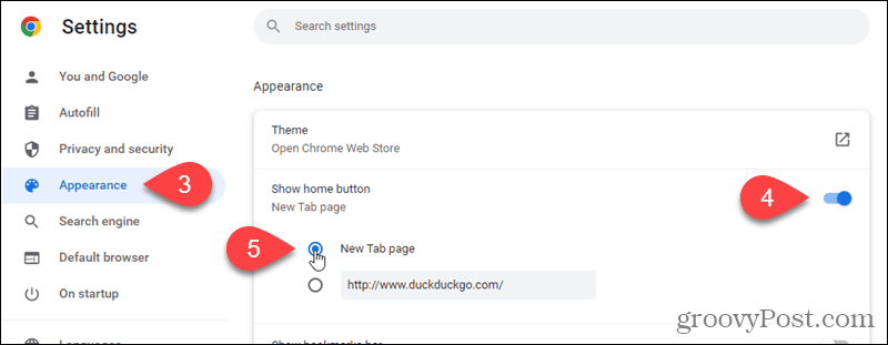 Mostre o botão Início no Chrome e faça com que o botão Início abra a página Nova guia