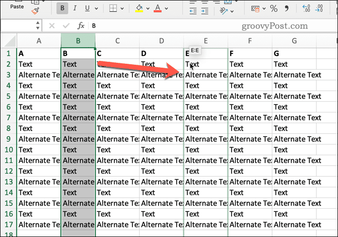 Mover uma coluna no Excel