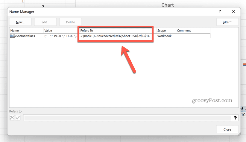 intervalo nomeado do excel