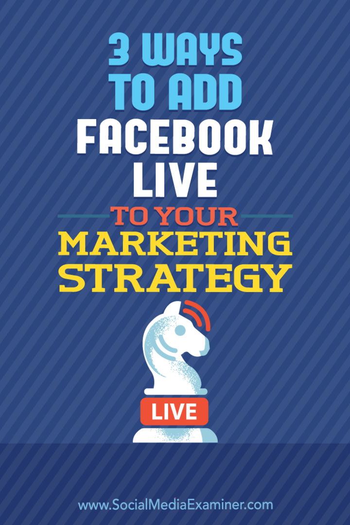 3 maneiras de adicionar o Facebook Live à sua estratégia de marketing por Matt Secrist no Social Media Examiner.