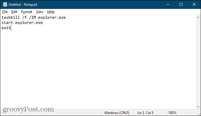 Criar um arquivo em lotes usando o Bloco de notas no Windows 10
