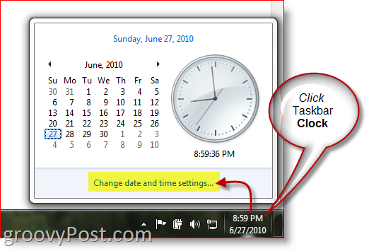 Relógio do Windows 7 na barra de tarefas