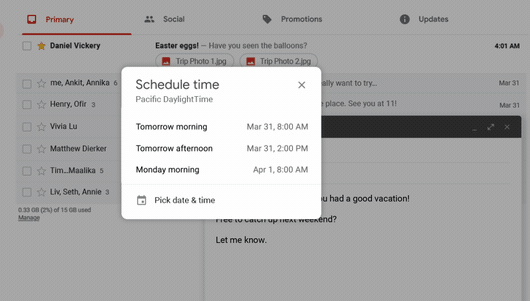 Programar o Gmail Time Desktop
