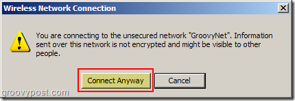 Aviso de rede não segura da Conexão de rede sem fio do Windows XP:: groovyPost.com
