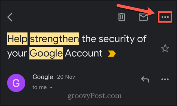ícone de três pontos do Gmail