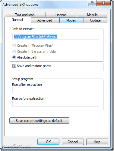 Criar instaladores offline usando um arquivo de extração automática WinRAR