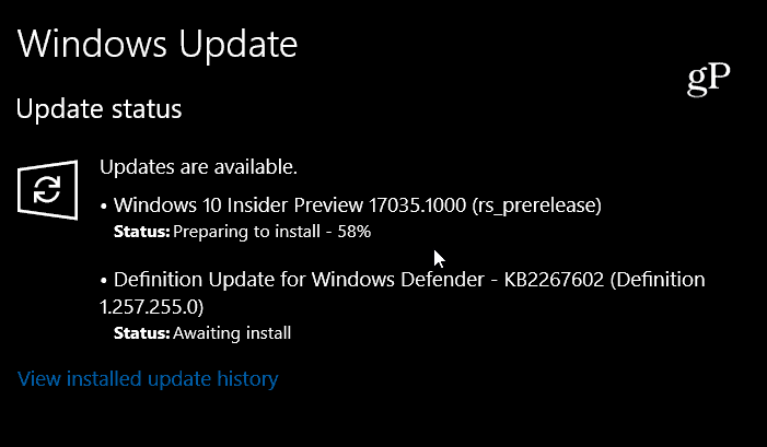 Pré-visualização do Windows 10 Build 17035