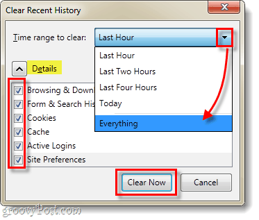 Firefox 4 limpar histórico tudo todos os detalhes