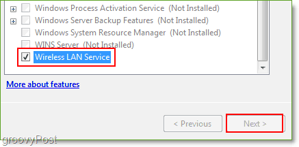 Captura de tela - Windows Server 2008 ativar recurso de serviço de LAN sem fio