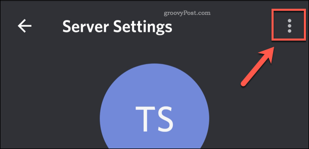 Ícone de menu de três pontos das configurações do servidor Discord