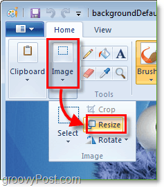 redimensione sua imagem no windows 7 paint clicando em image e redimensione