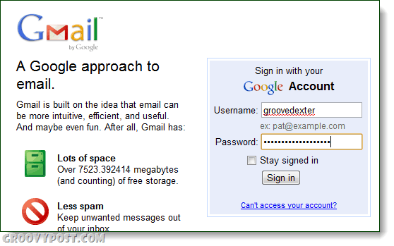Gmail: uma abordagem para o login de e-mail