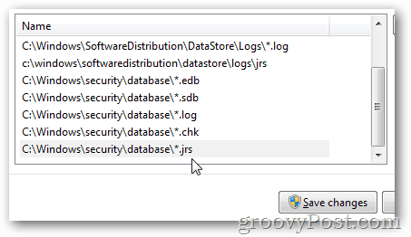 As configurações do MSE excluíram arquivos e pastas Adicionar política de segurança do Windows