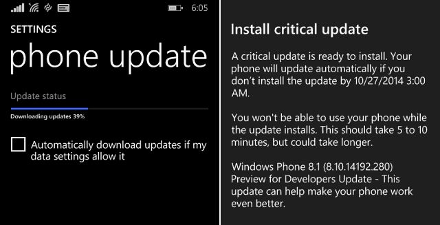 Atualização crítica do Windows Phone 8-1