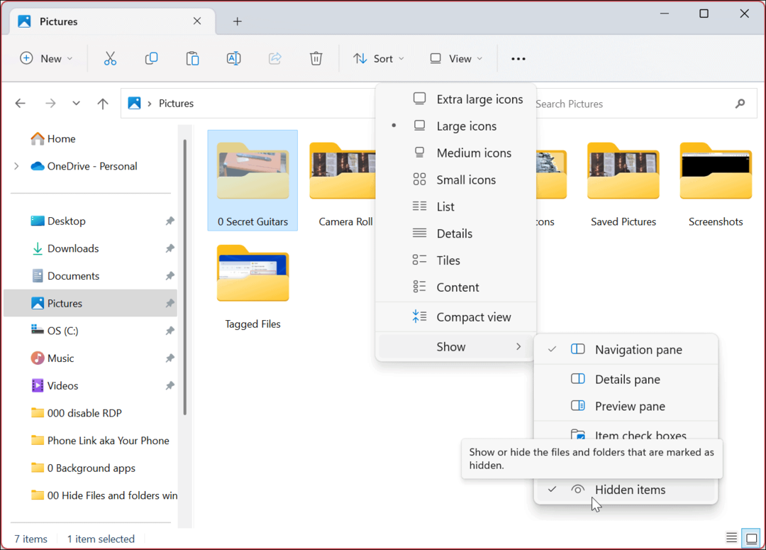 Ocultar arquivos e pastas no Windows 11