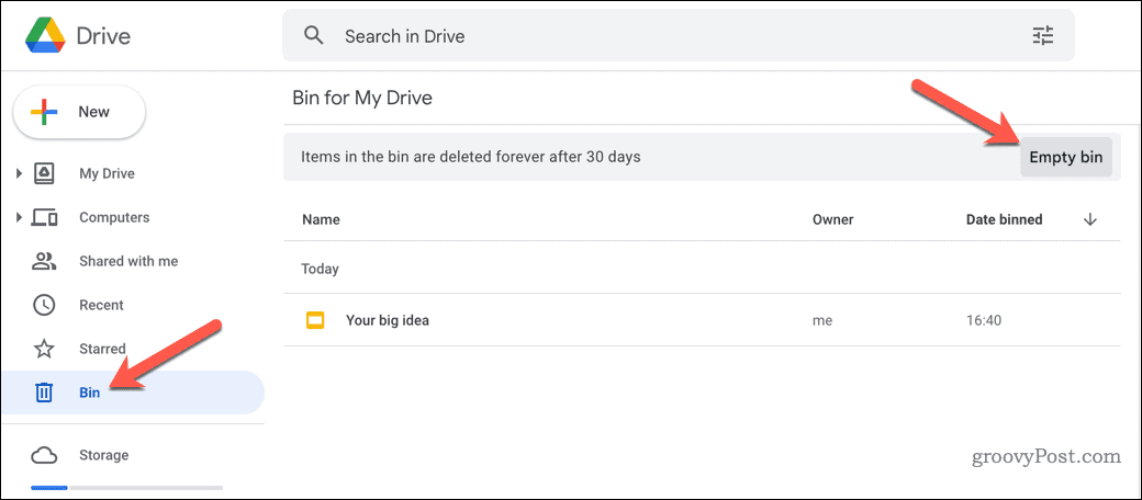 Como esvaziar a lixeira no Google Drive