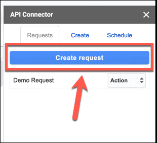 solicitação de criação de conector de API