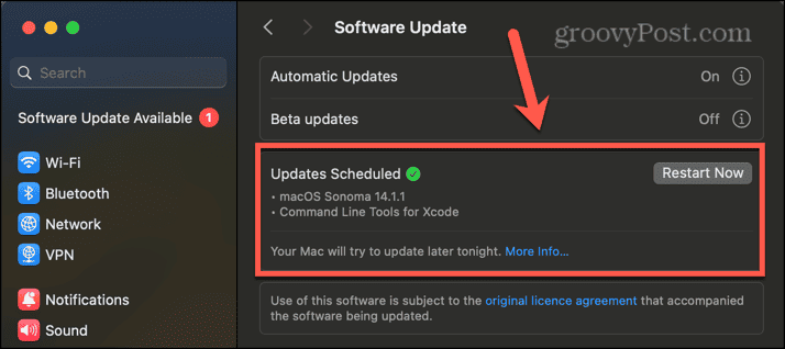 atualizações disponíveis para Mac