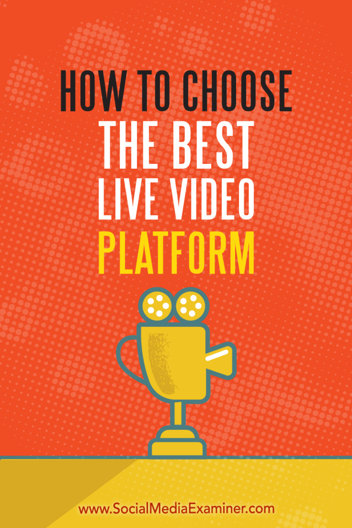 Como escolher a melhor plataforma de vídeo ao vivo por Joel Comm no examinador de mídia social.