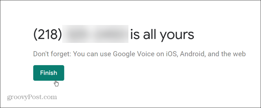 Seu número do Google Voice