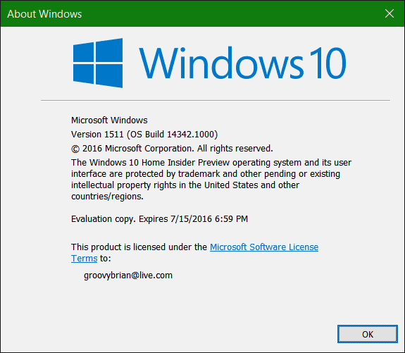 Pré-visualização 14342 do Windows 10