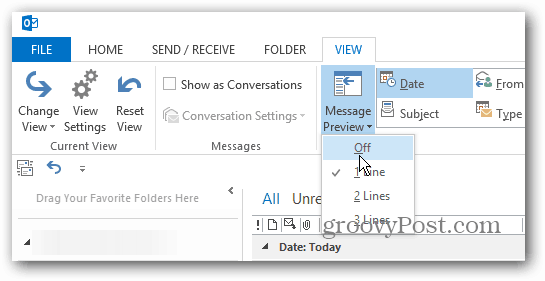 Como personalizar a visualização de mensagens no Outlook 2013