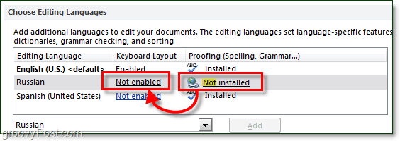 habilitar verificação ortográfica e layouts de teclado para idiomas de minério no office 2010