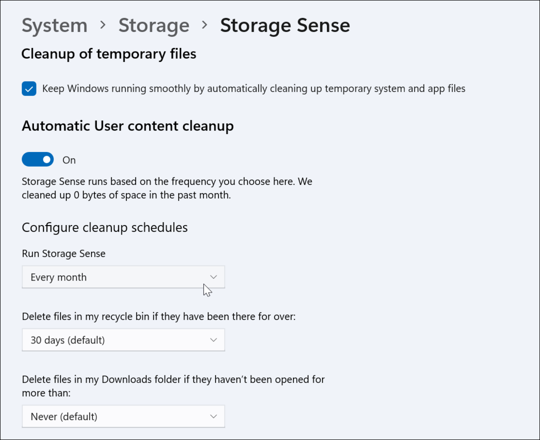 Como habilitar e configurar o Storage Sense no Windows 11