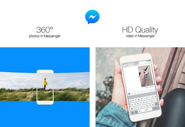 O Facebook introduziu a capacidade de enviar fotos em 360 graus e compartilhar vídeos com qualidade de alta definição no Messenger.