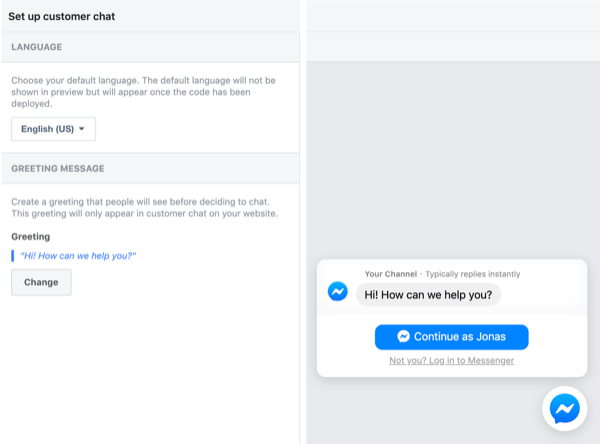 Configure o bate-papo do cliente do Facebook, etapa 2.