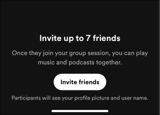 botão convidar amigos ouvir spotify com amigos