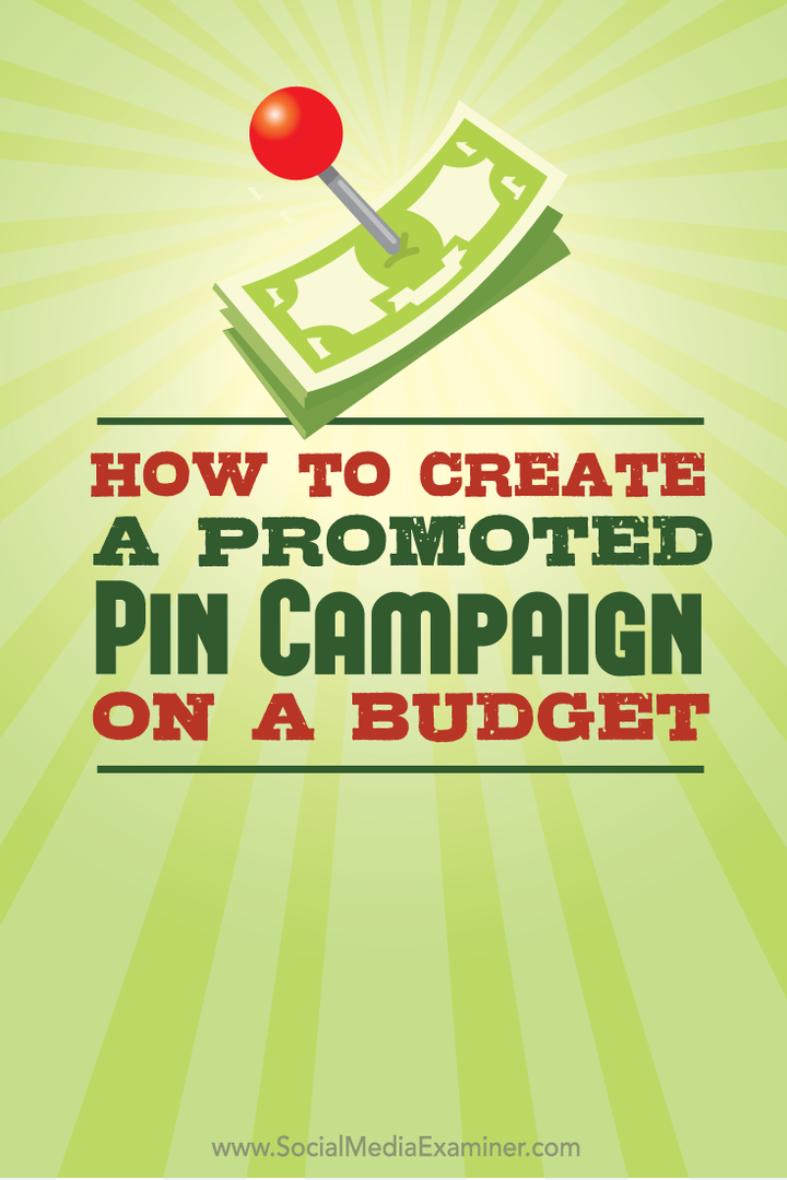 Como criar uma campanha de pin promovido dentro de um orçamento: examinador de mídia social