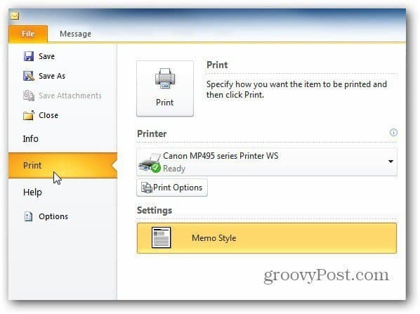 Outlook 2010: Imprimir apenas uma página de uma mensagem
