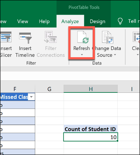 Atualizando uma tabela dinâmica no Excel