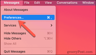 preferências de mensagens do mac