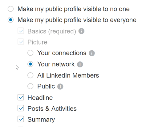Certifique-se de que suas configurações de perfil do LinkedIn permitem que qualquer pessoa veja suas postagens públicas.