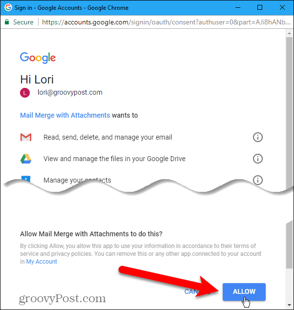 Permitir acesso à conta do Gmail