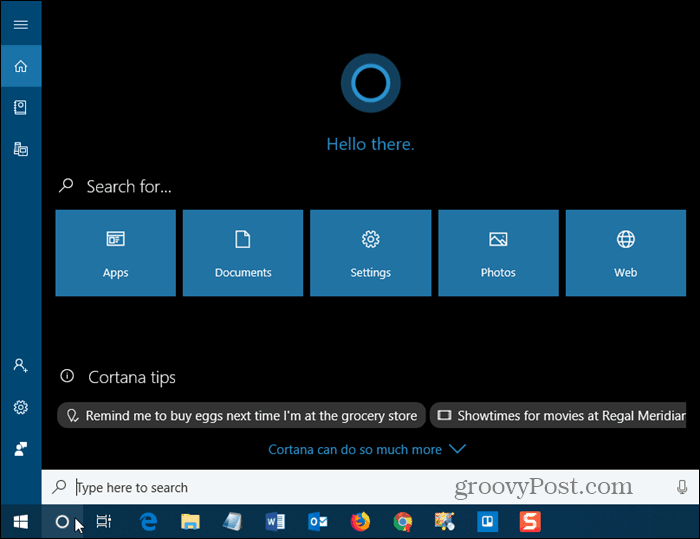 Cortana no Windows 10