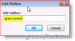 Captura de tela do Outlook 2010 adicionar caixa de correio