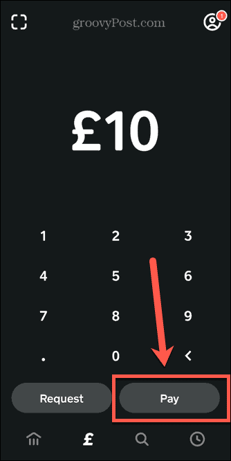 botão de pagamento de aplicativo de dinheiro