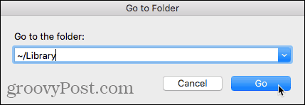 Vá para a caixa de diálogo Pasta no Finder no Mac