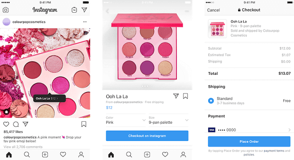 Novo recurso de checkout no Instagram está sendo lançado como uma versão beta fechada para empresas e compradores selecionados nos EUA.