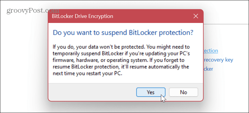 Desativar ou suspender o BitLocker 