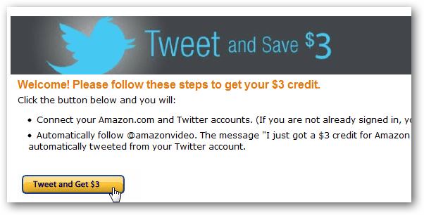 tweet amazon e obter crédito em vídeo
