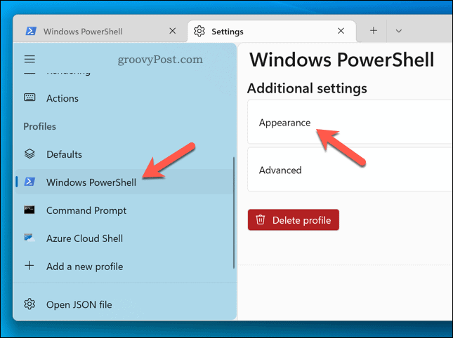Alterando as configurações de aparência do Windows Terminal