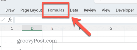 menu de fórmulas do excel