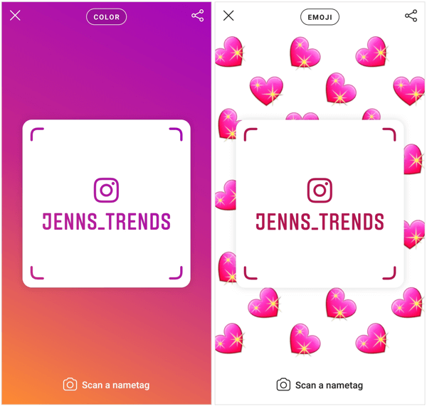 Toque no fundo da tela para personalizar sua hashtag do Instagram.